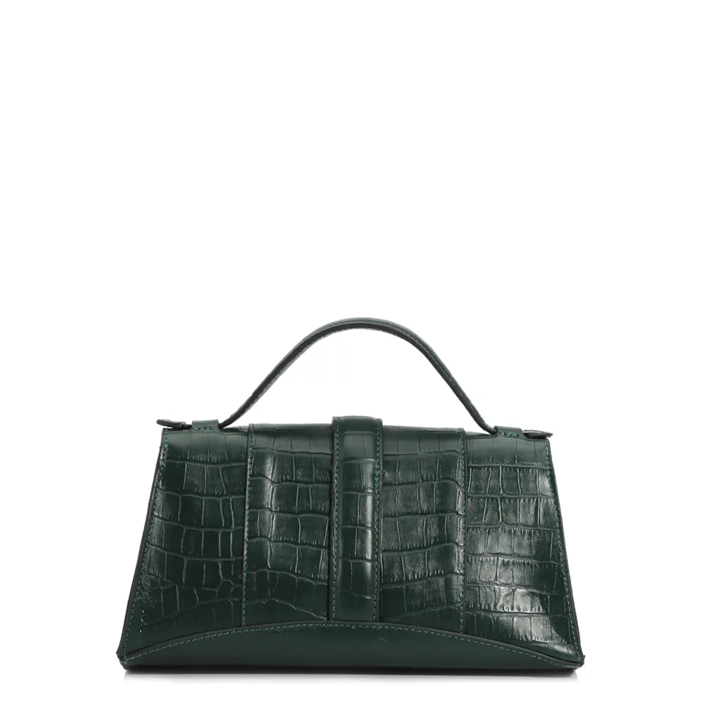 Bolsa De Mão Couro Croco Verde - imagem 3