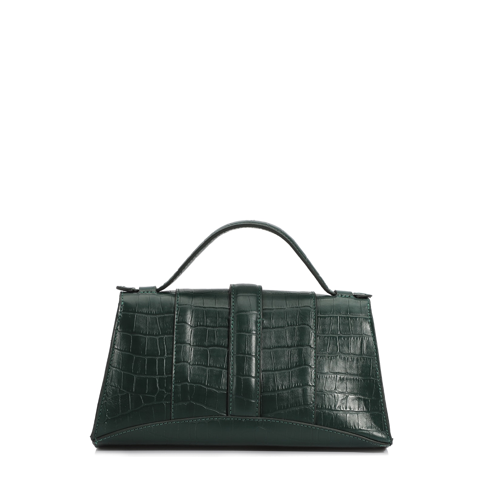 Bolsa De Mão Couro Croco Verde