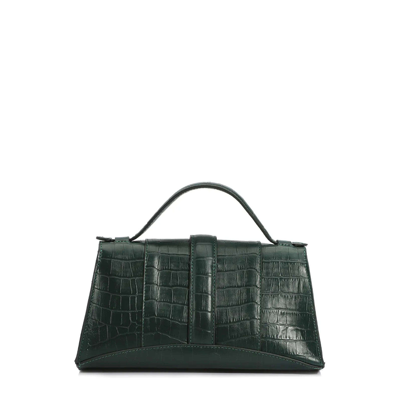 Bolsa De Mão Couro Croco Verde