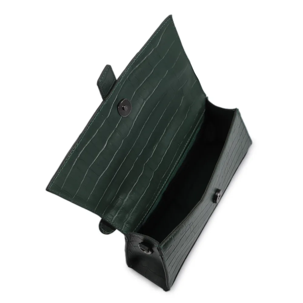 Bolsa De Mão Couro Croco Verde - imagem 4