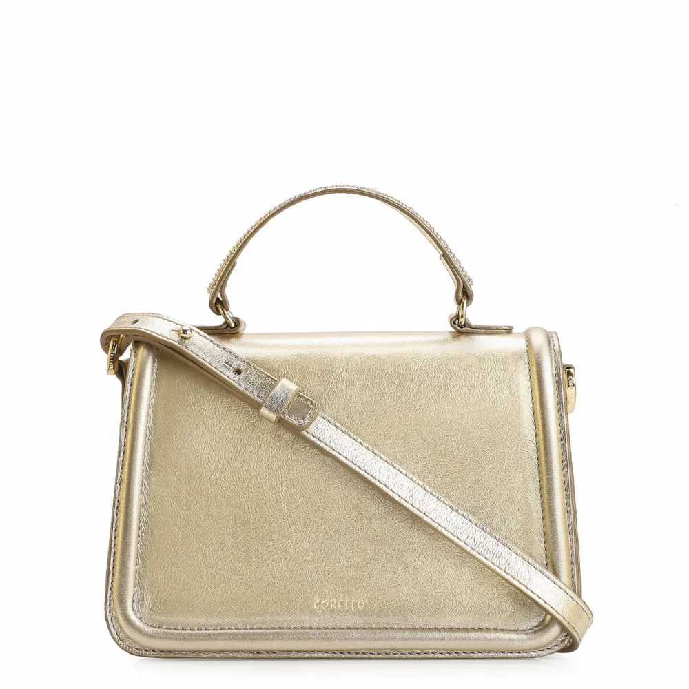 Bolsa De Mão Couro Dourado