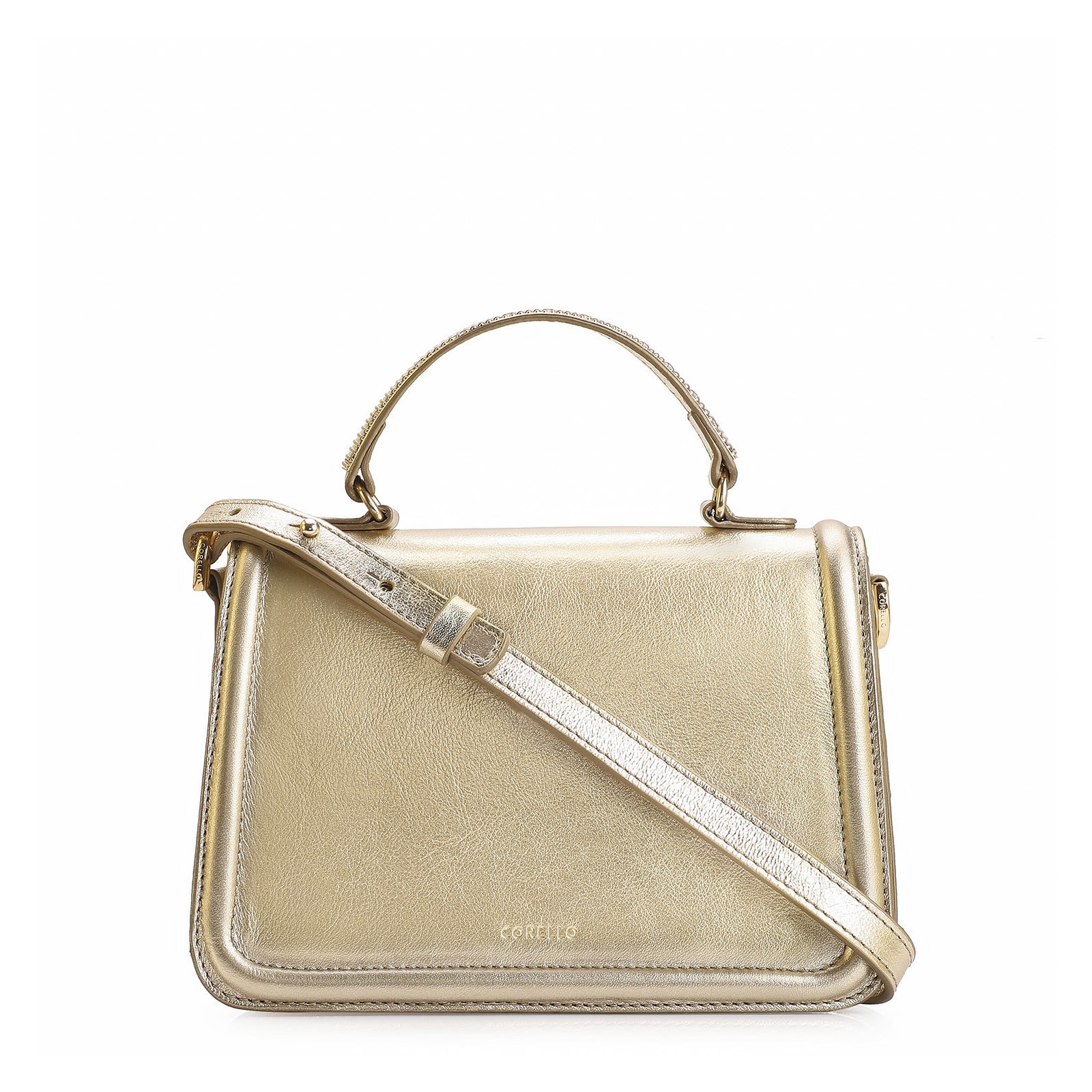 Bolsa De Mão Couro Dourado