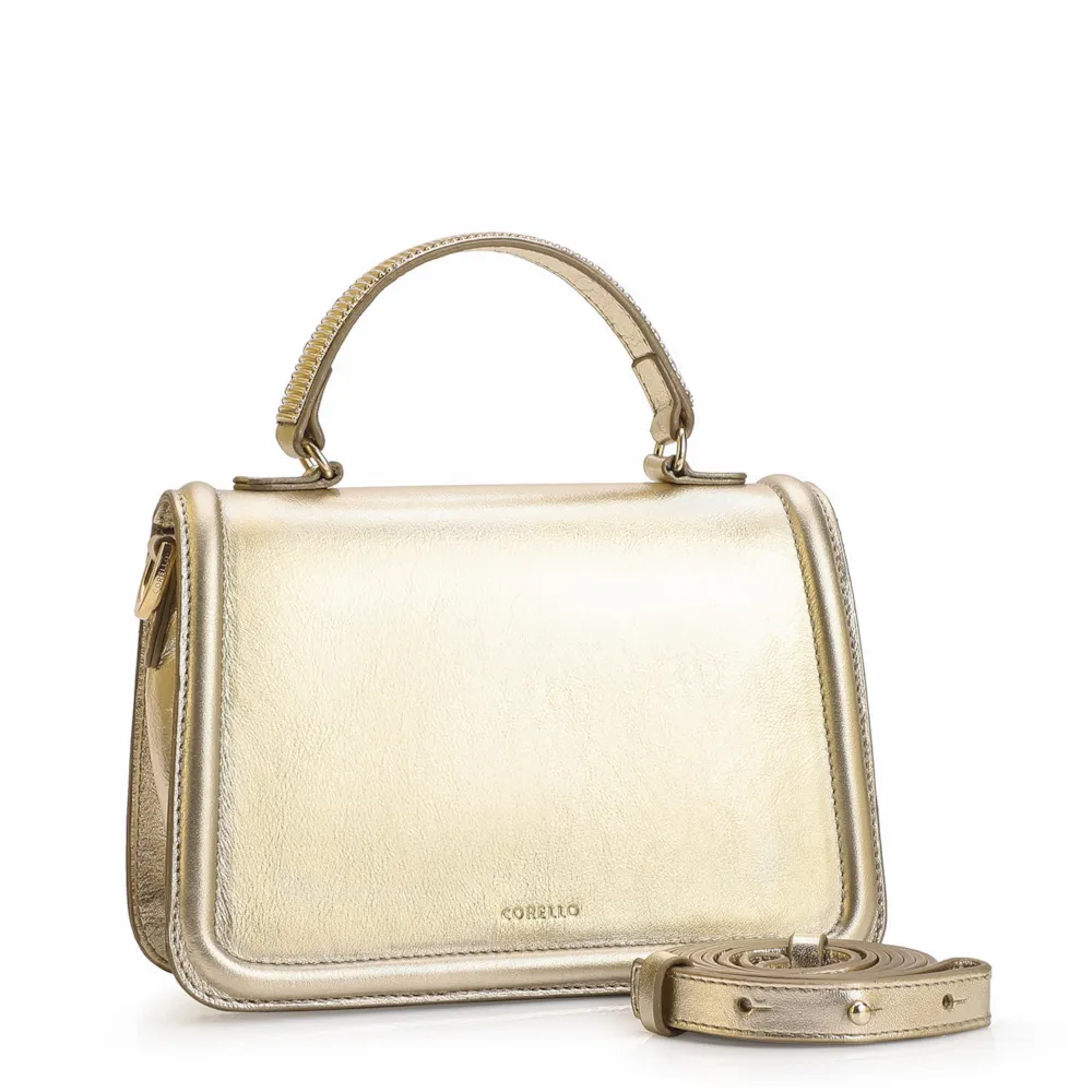 Bolsa De Mão Couro Dourado - imagem 2