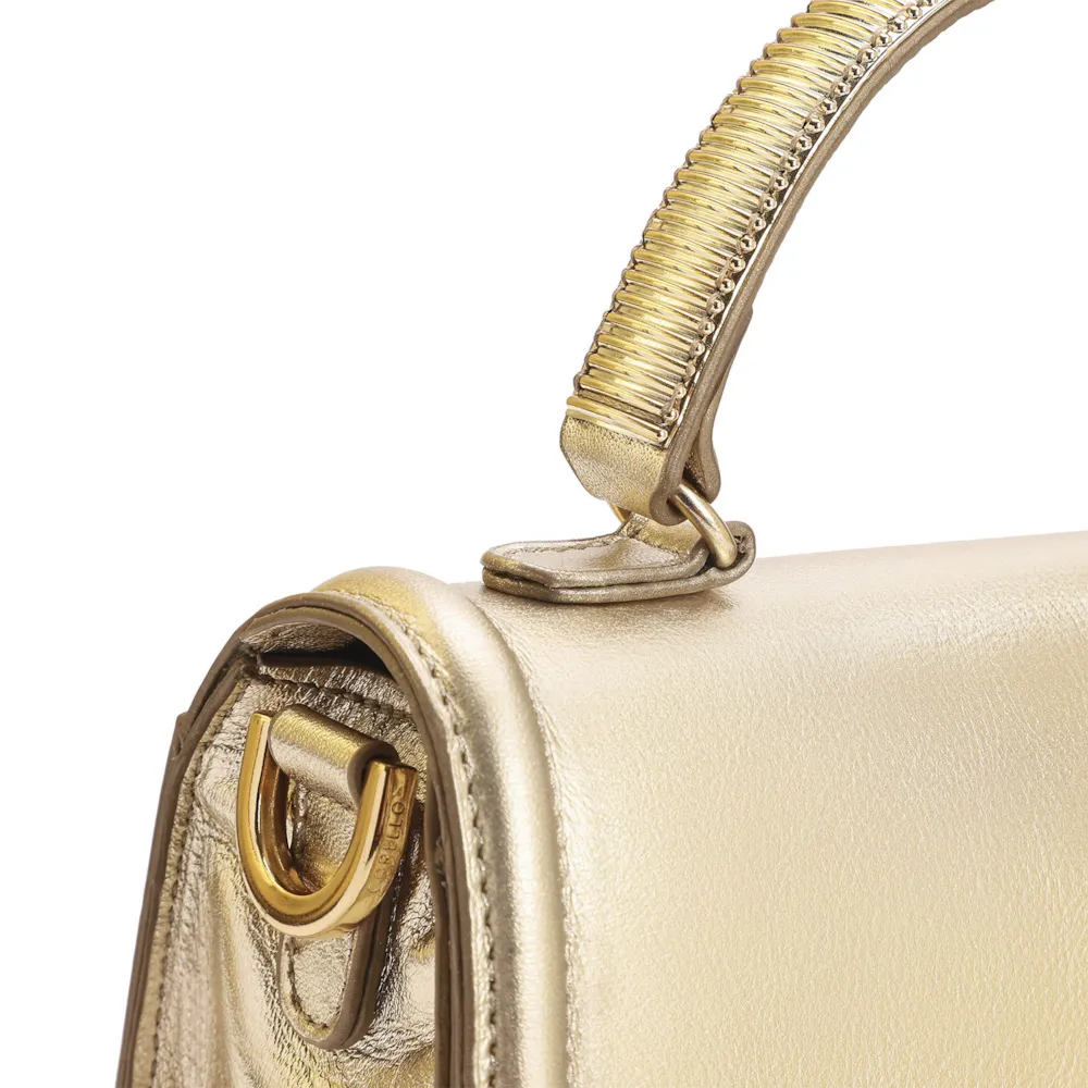 Bolsa De Mão Couro Dourado - imagem 5