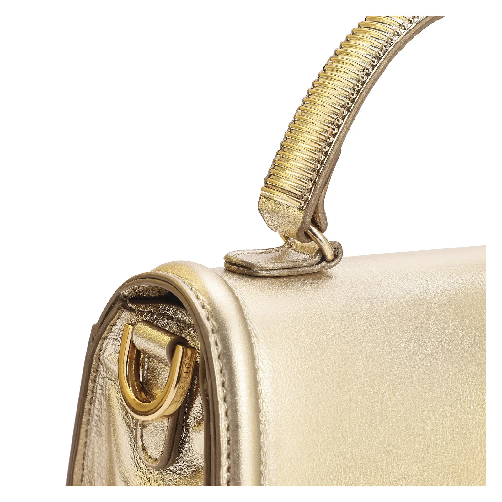Bolsa De Mão Couro Dourado
