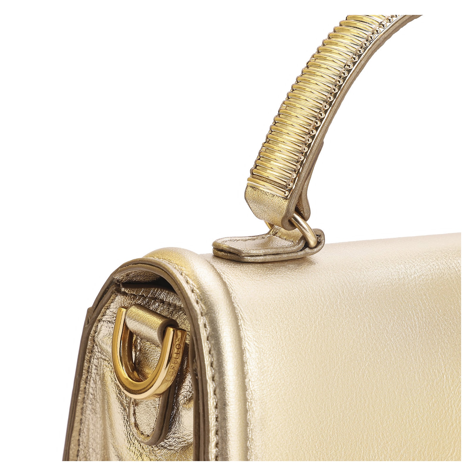Bolsa De Mão Couro Dourado