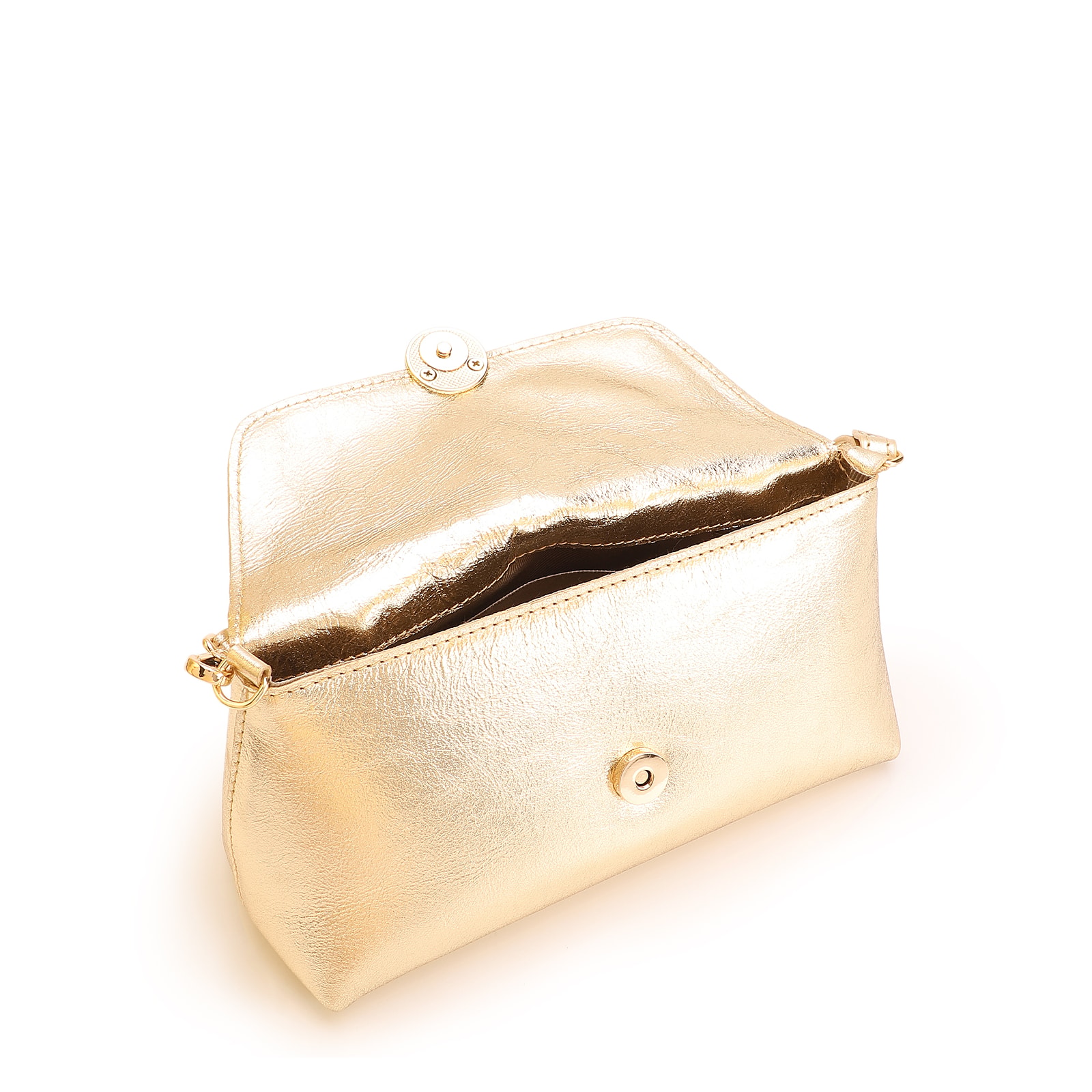Bolsa De Mão Couro Dourado