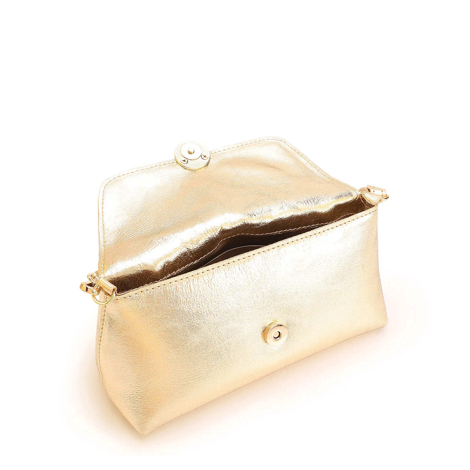 Bolsa De Mão Couro Dourado