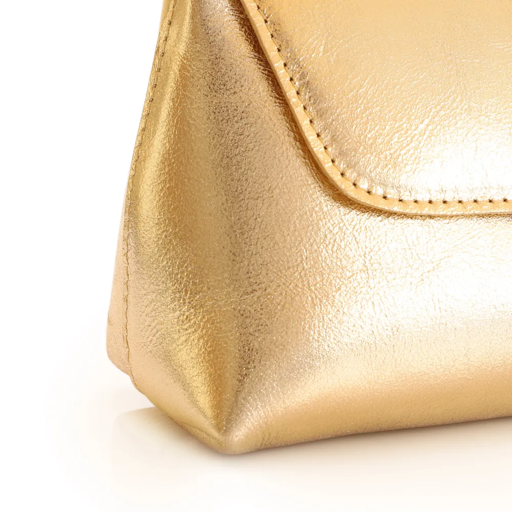 Bolsa De Mão Couro Dourado - imagem 6