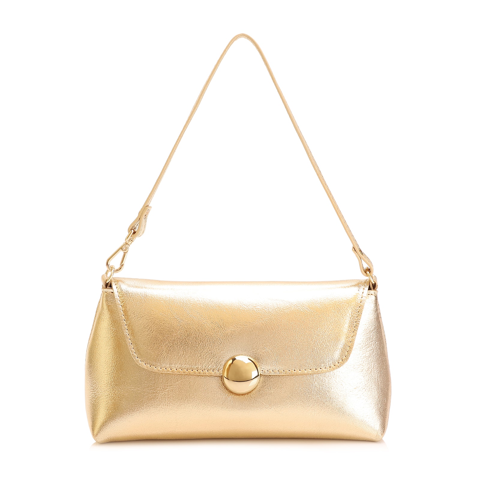 Bolsa De Mão Couro Dourado