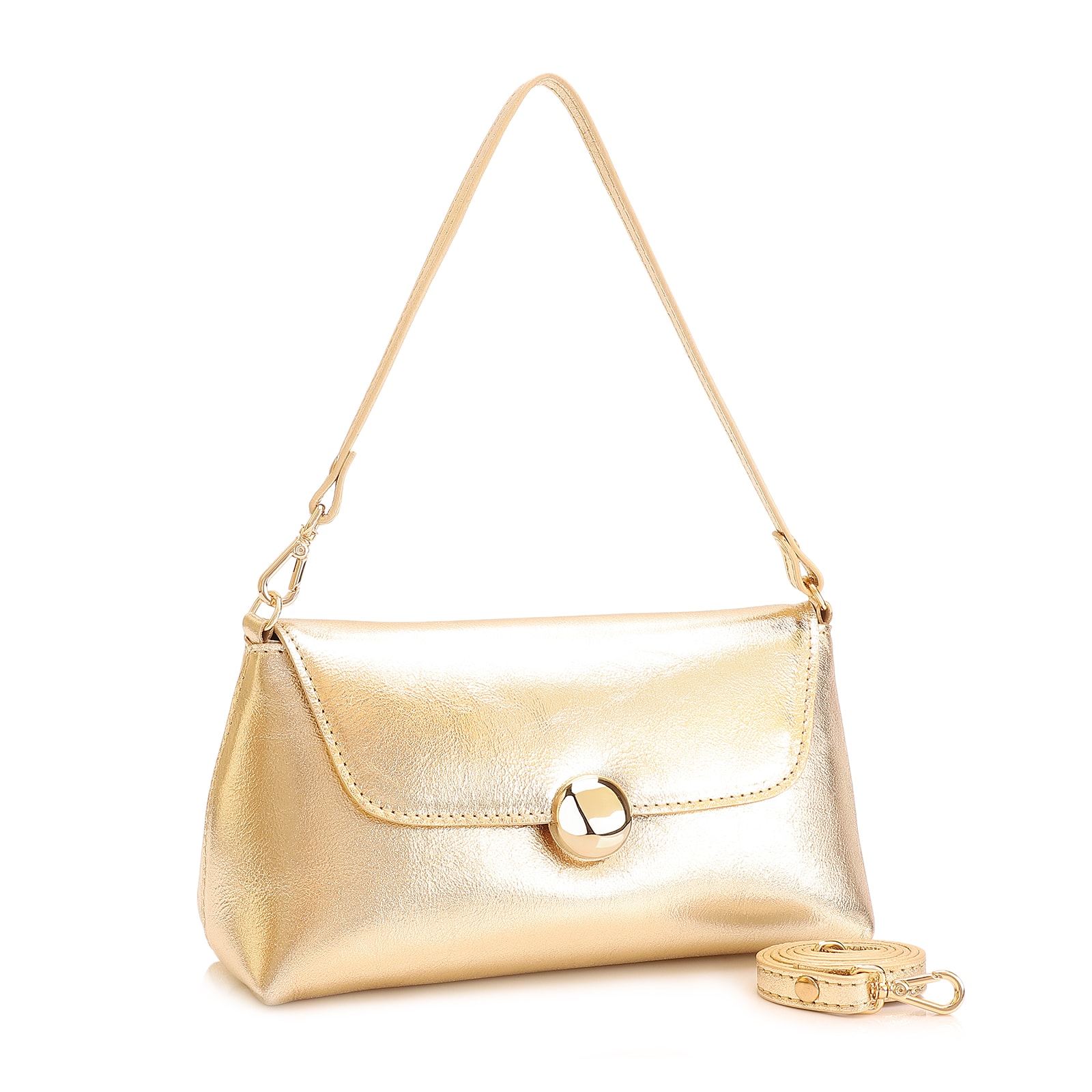 Bolsa De Mão Couro Dourado
