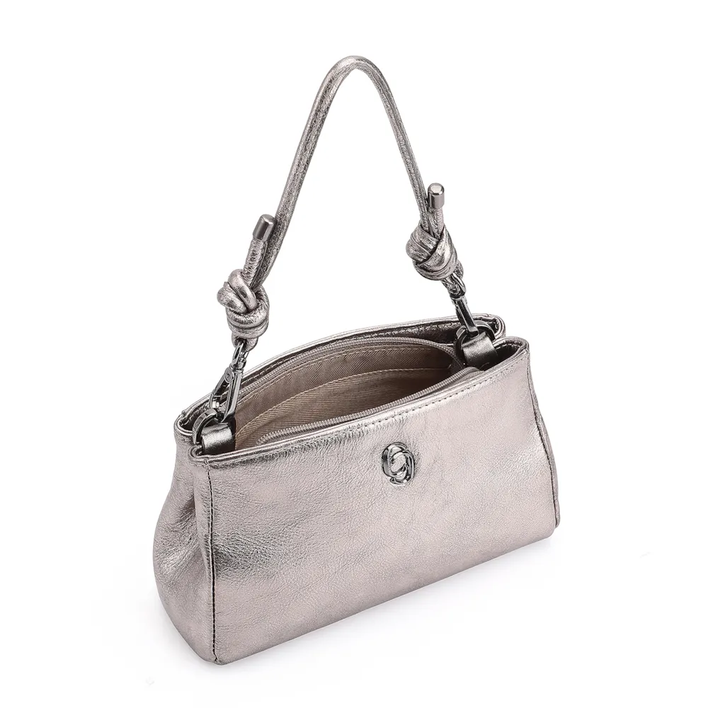 Bolsa De Mão Couro Estonado Prata - imagem 4