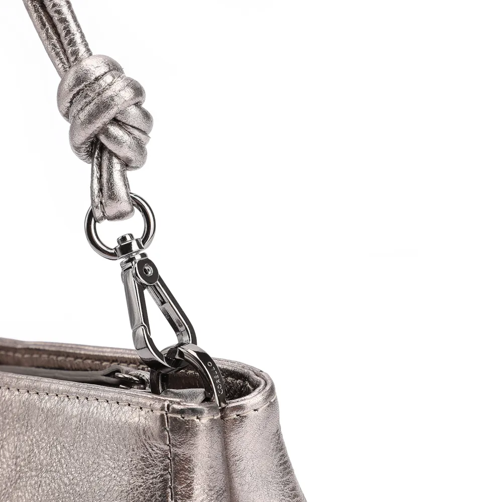 Bolsa De Mão Couro Estonado Prata - imagem 5