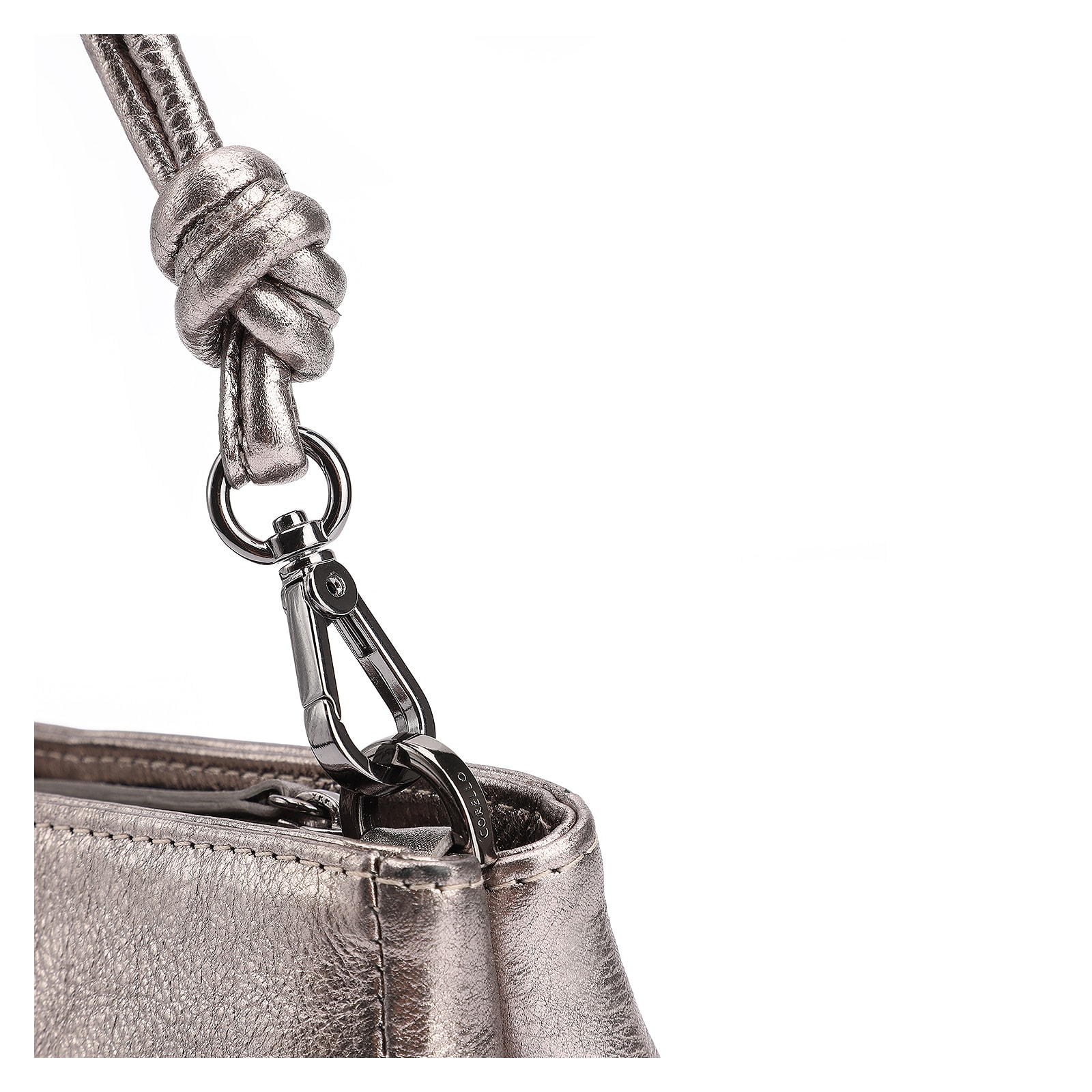 Bolsa De Mão Couro Estonado Prata