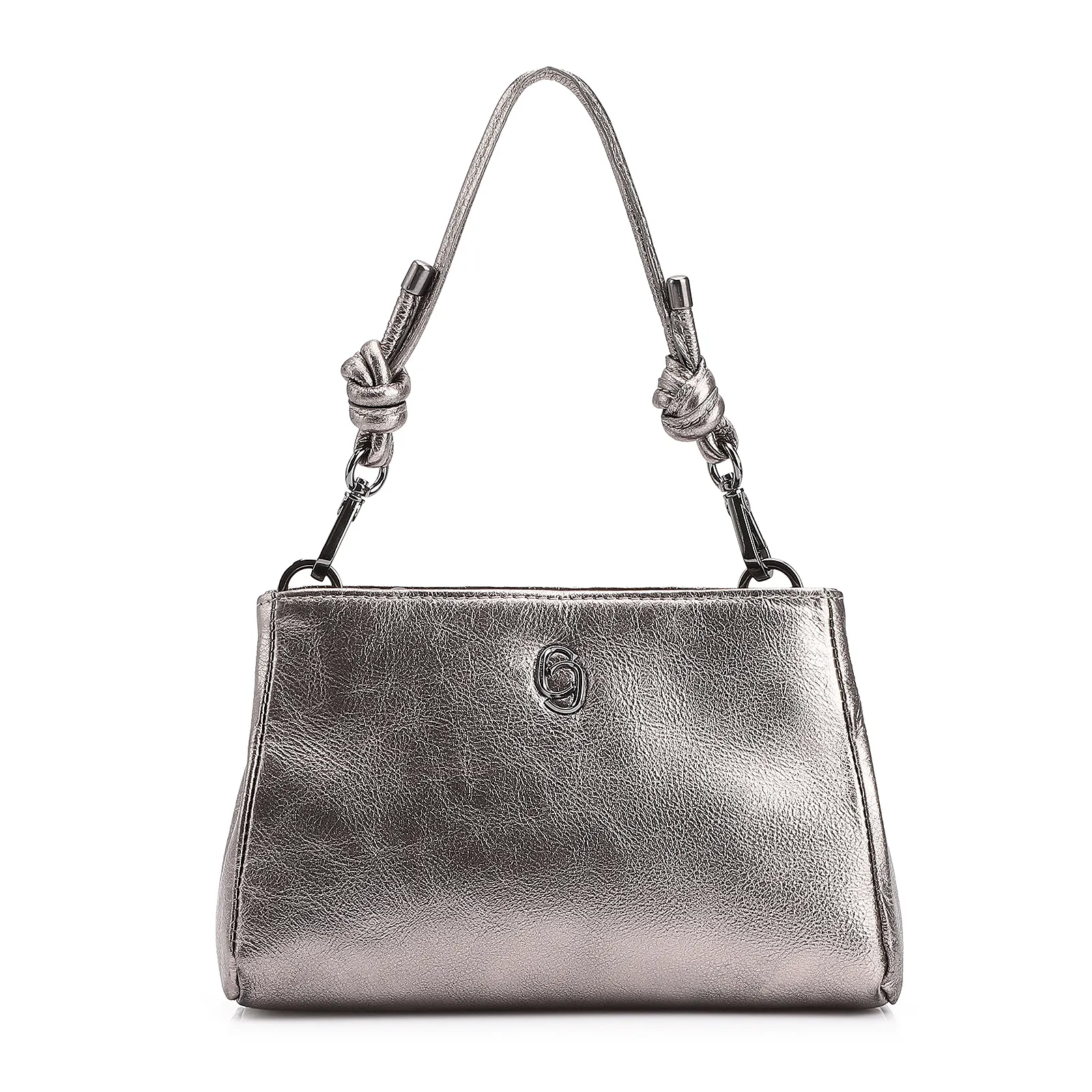 Bolsa De Mão Couro Estonado Prata