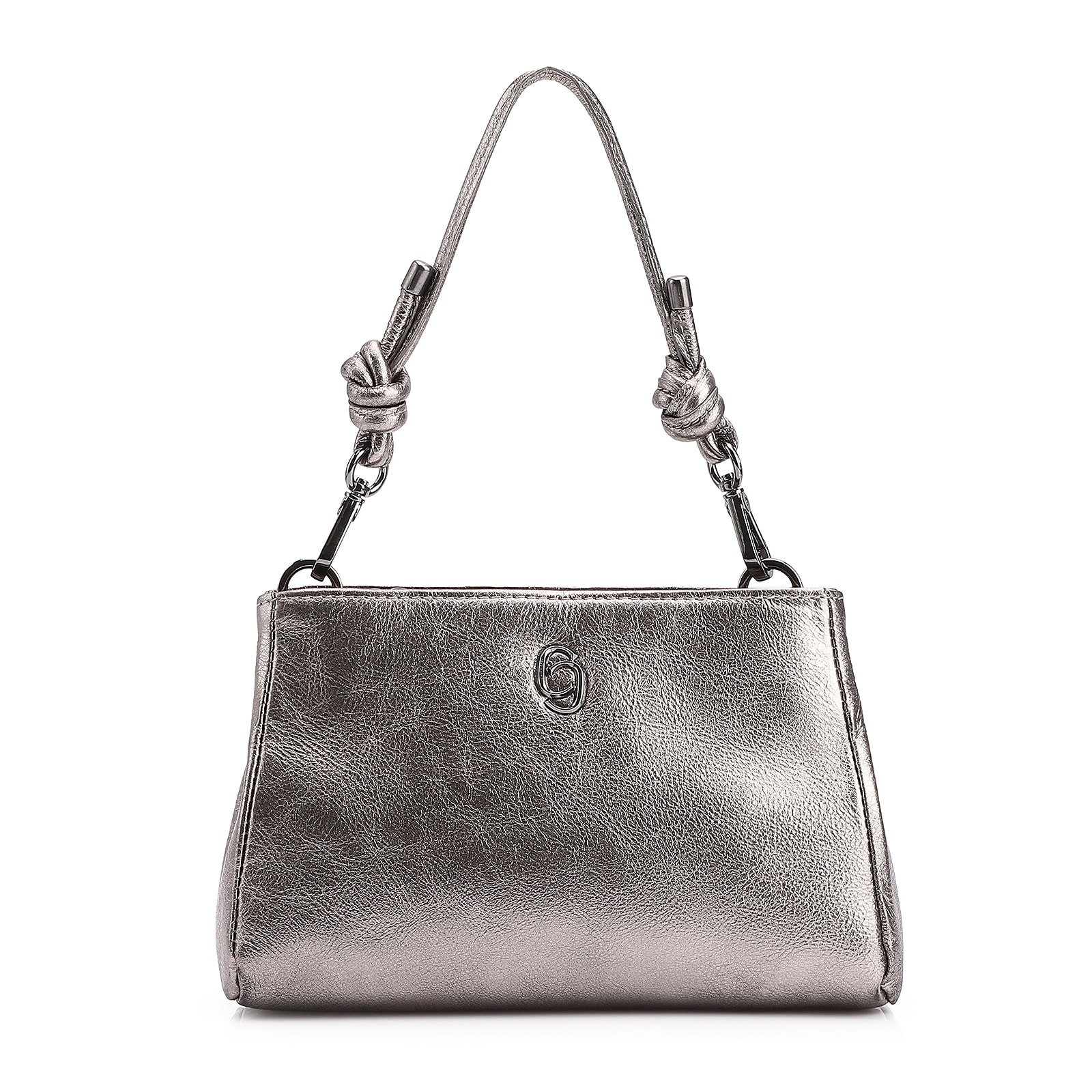 Bolsa De Mão Couro Estonado Prata