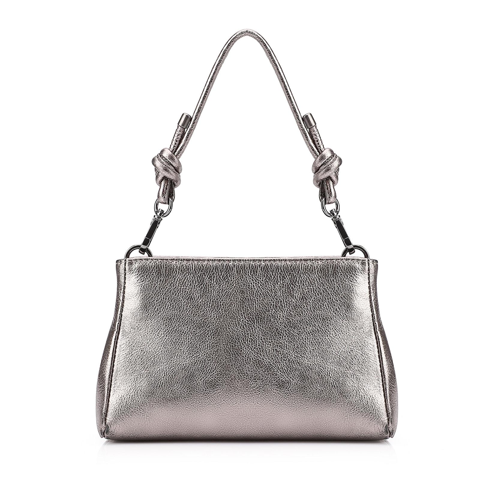 Bolsa De Mão Couro Estonado Prata