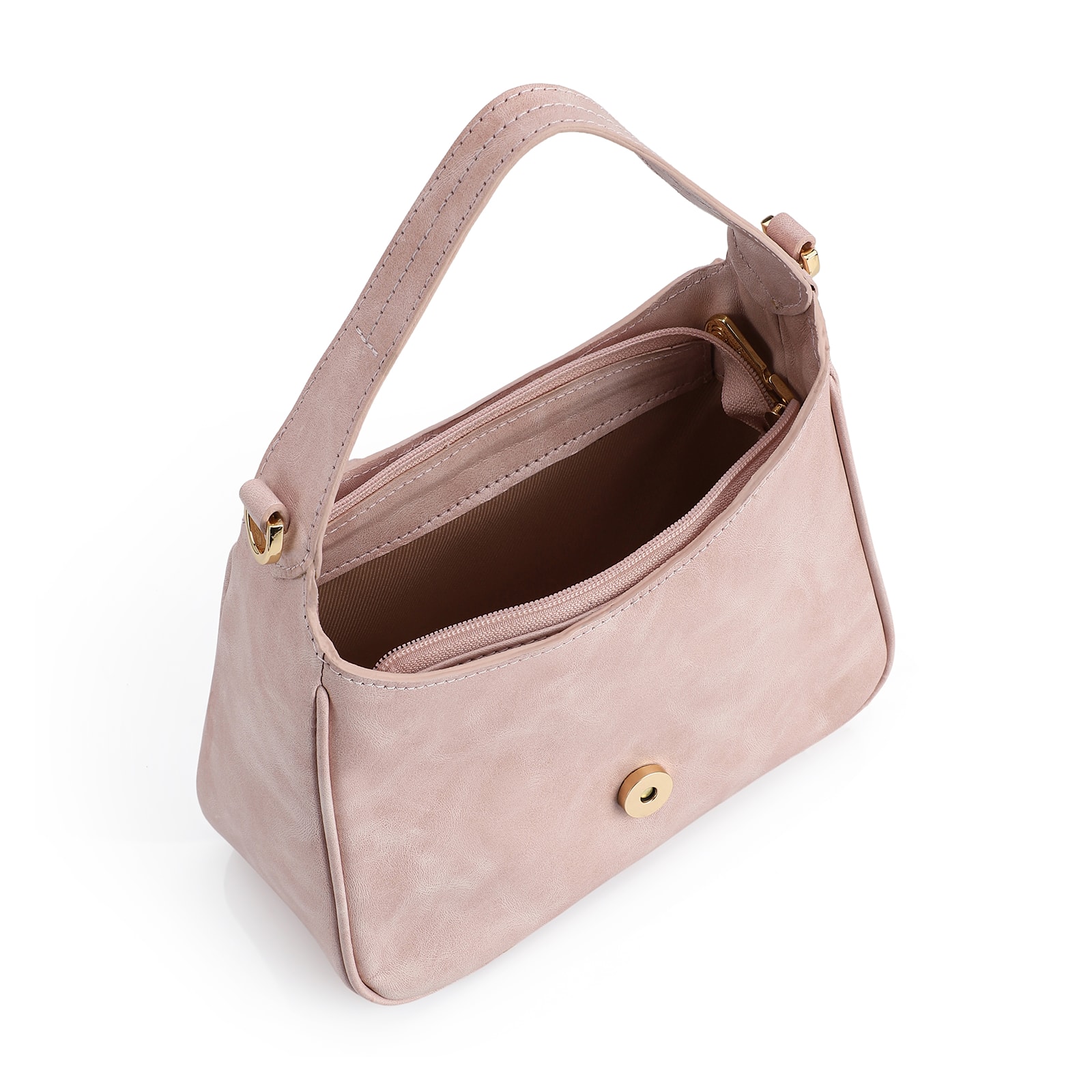 Bolsa De Mão Couro Estonado Rosa
