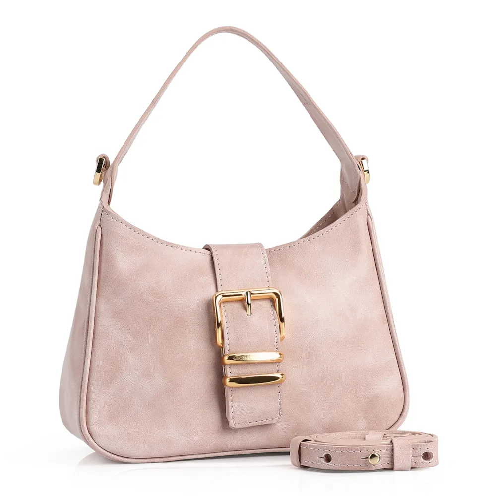 Bolsa De Mão Couro Estonado Rosa - imagem 2