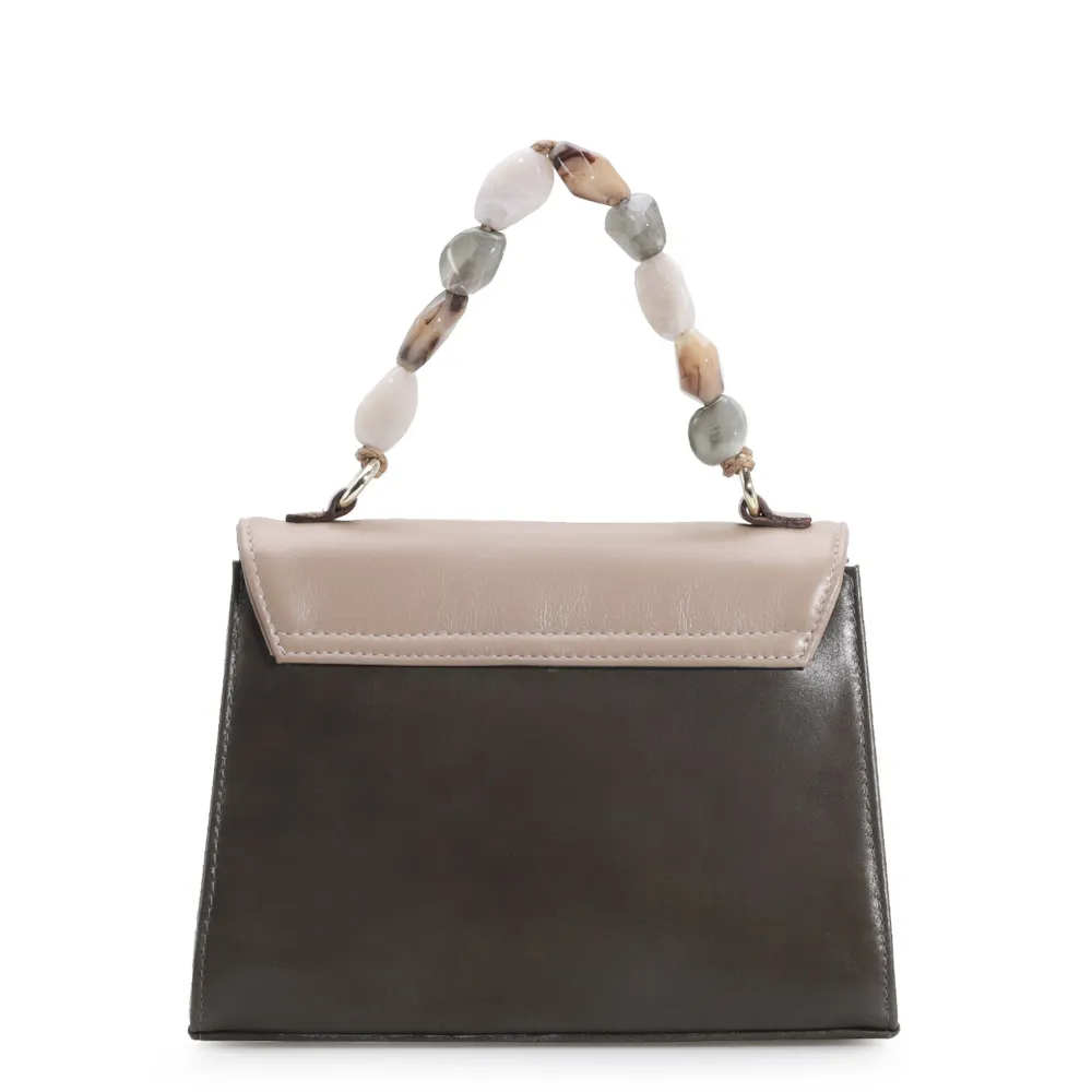 Bolsa De Mão Couro Kaki/Taupe/Nuvem - imagem 4