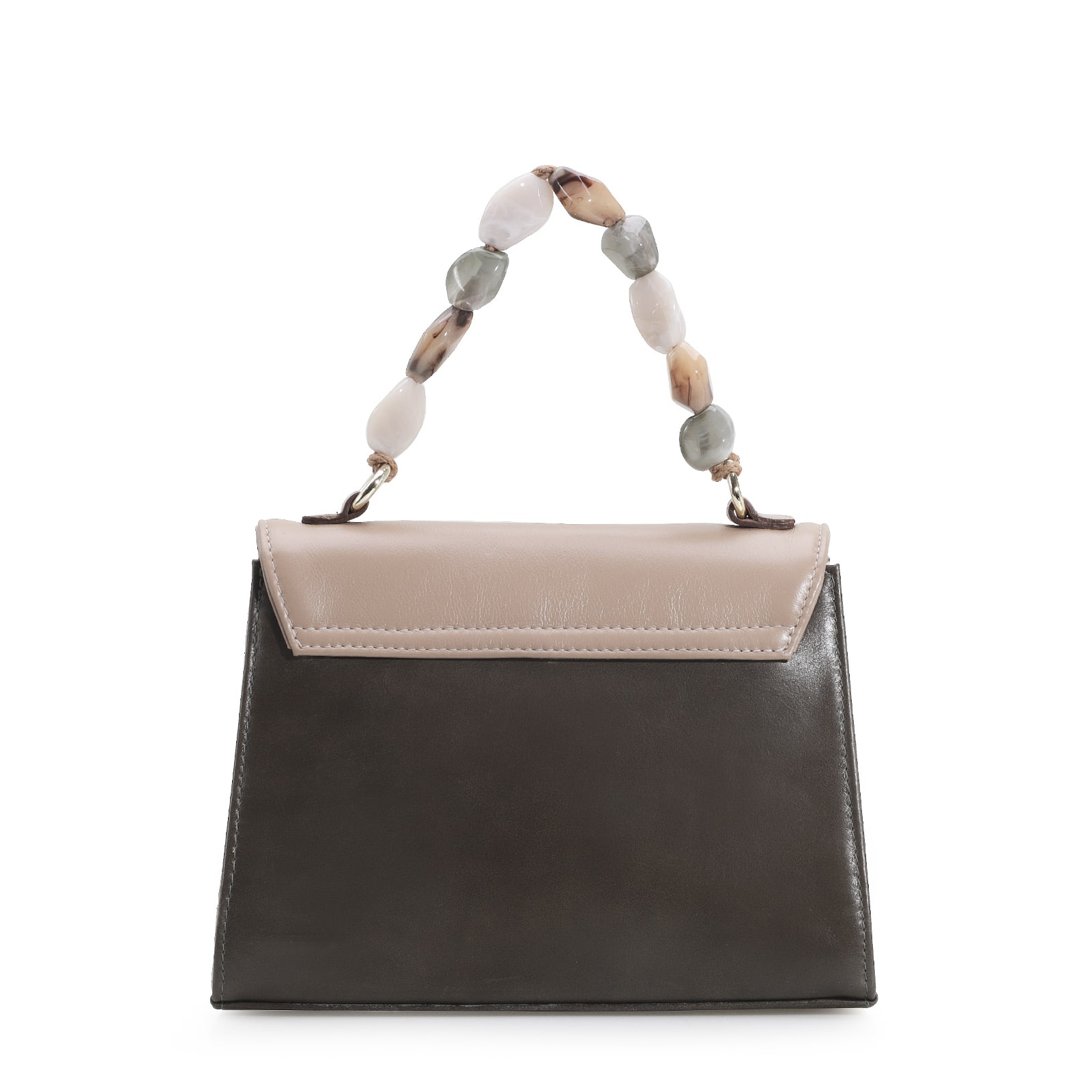 Bolsa De Mão Couro Kaki/Taupe/Nuvem