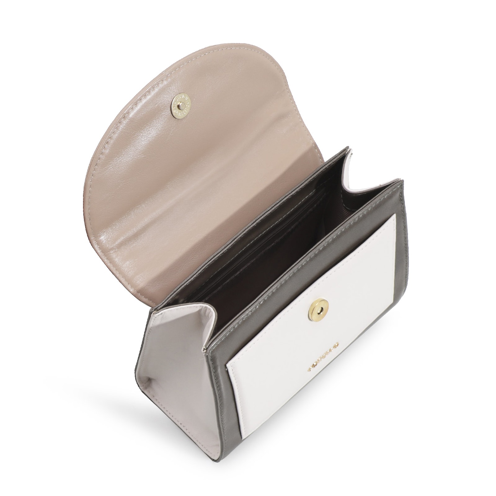 Bolsa De Mão Couro Kaki/Taupe/Nuvem