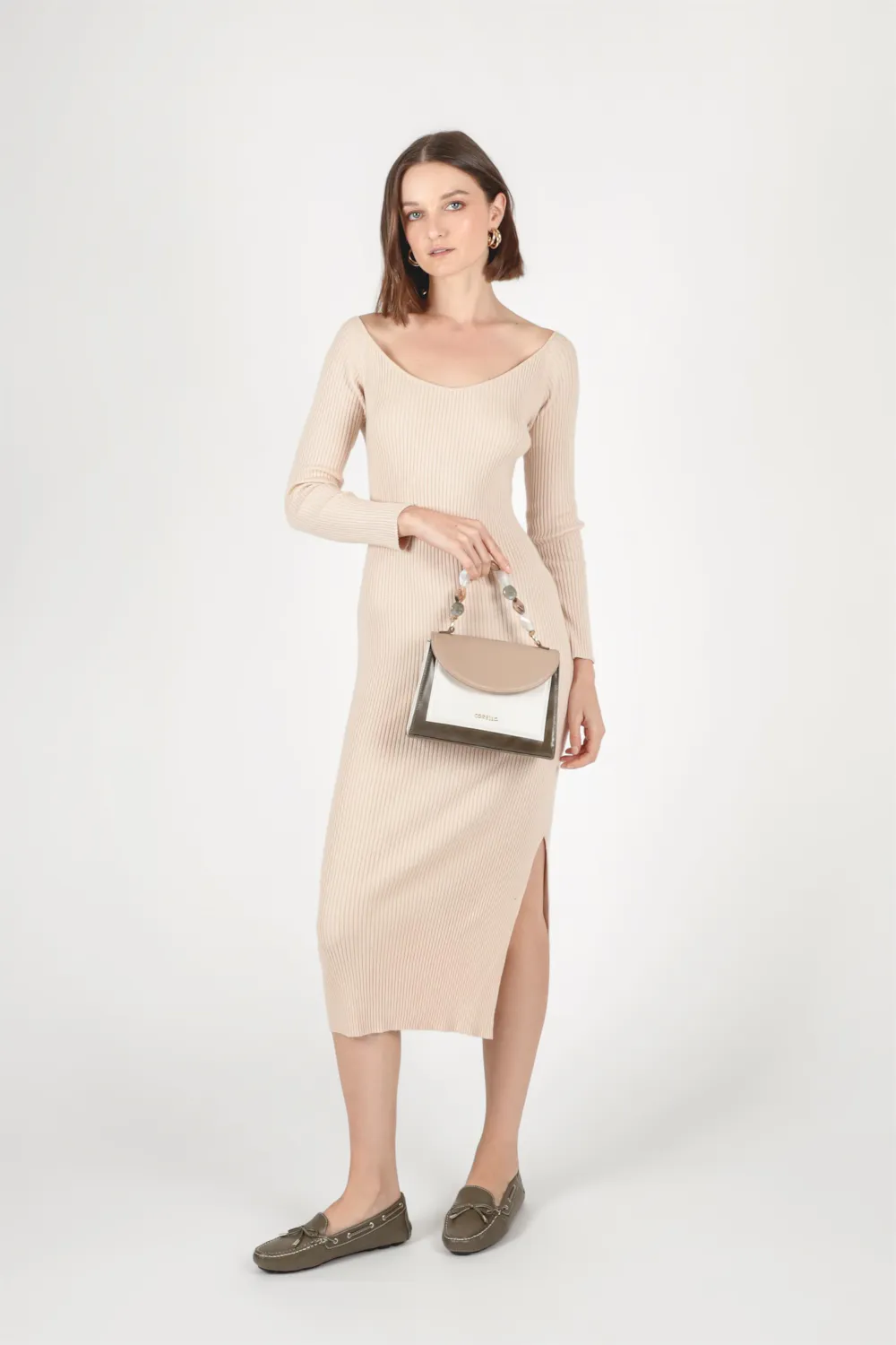 Bolsa De Mão Couro Kaki/Taupe/Nuvem - imagem 8