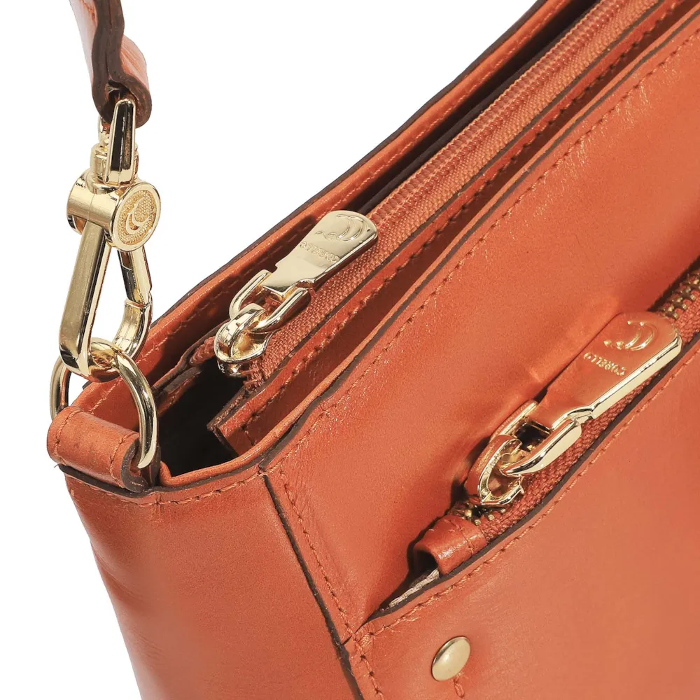 Bolsa De Mão Couro Laranja - imagem 5