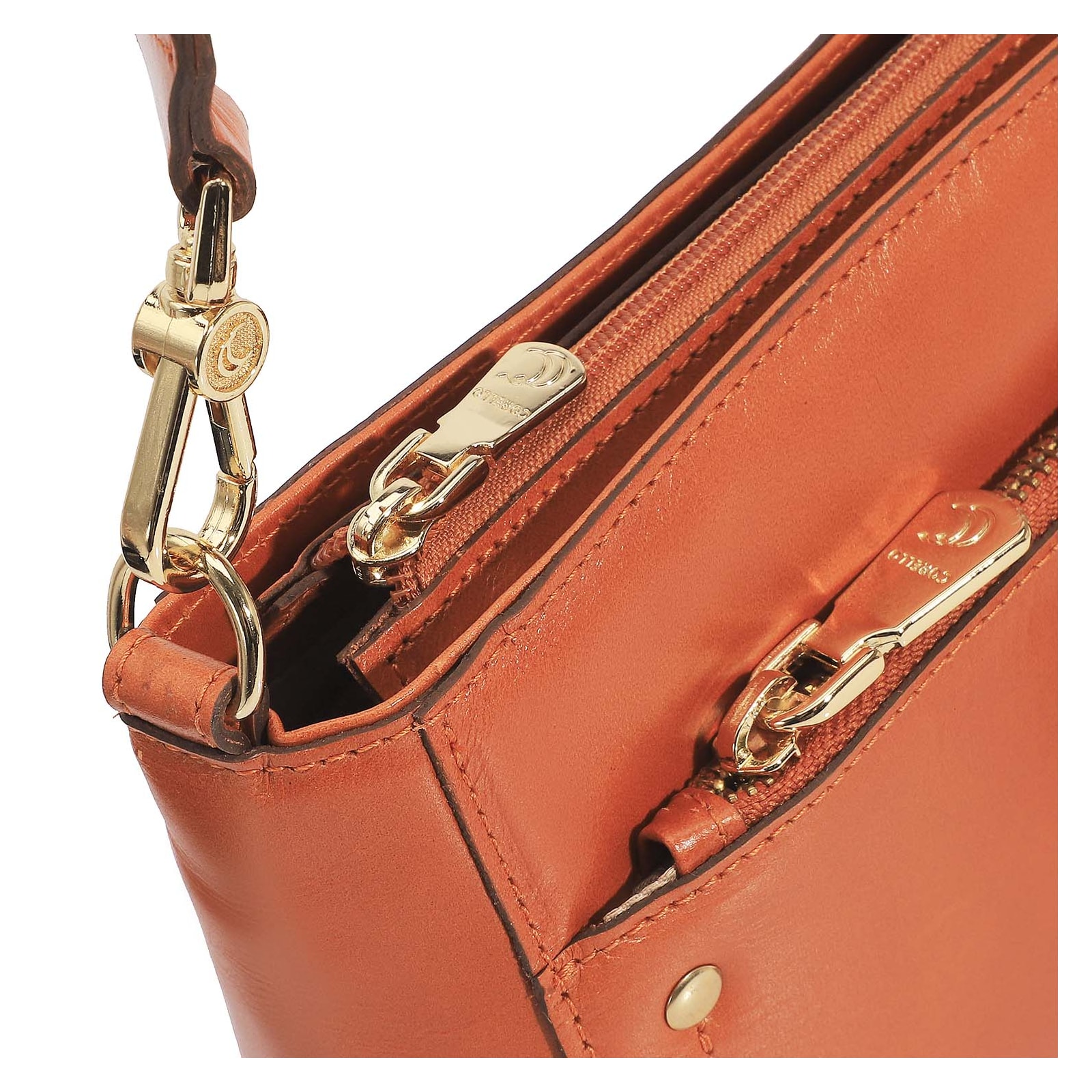 Bolsa De Mão Couro Laranja