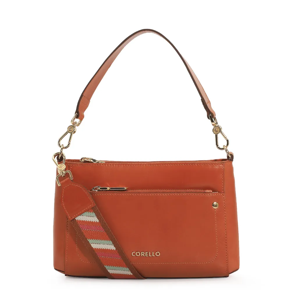 Bolsa De Mão Couro Laranja
