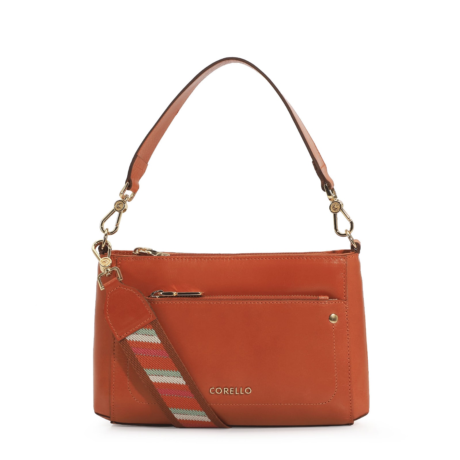 Bolsa De Mão Couro Laranja