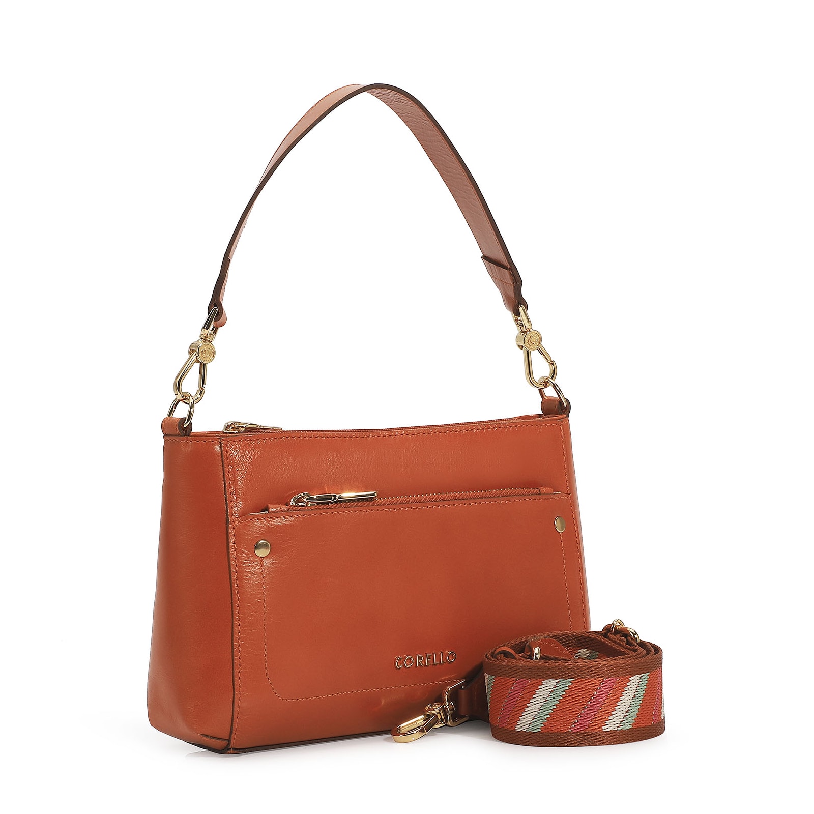 Bolsa De Mão Couro Laranja