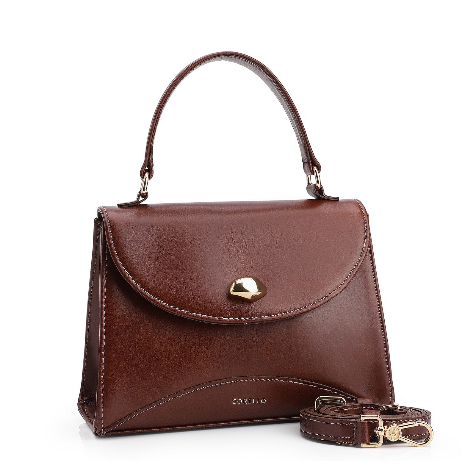 Bolsa De Mão Couro Marrom