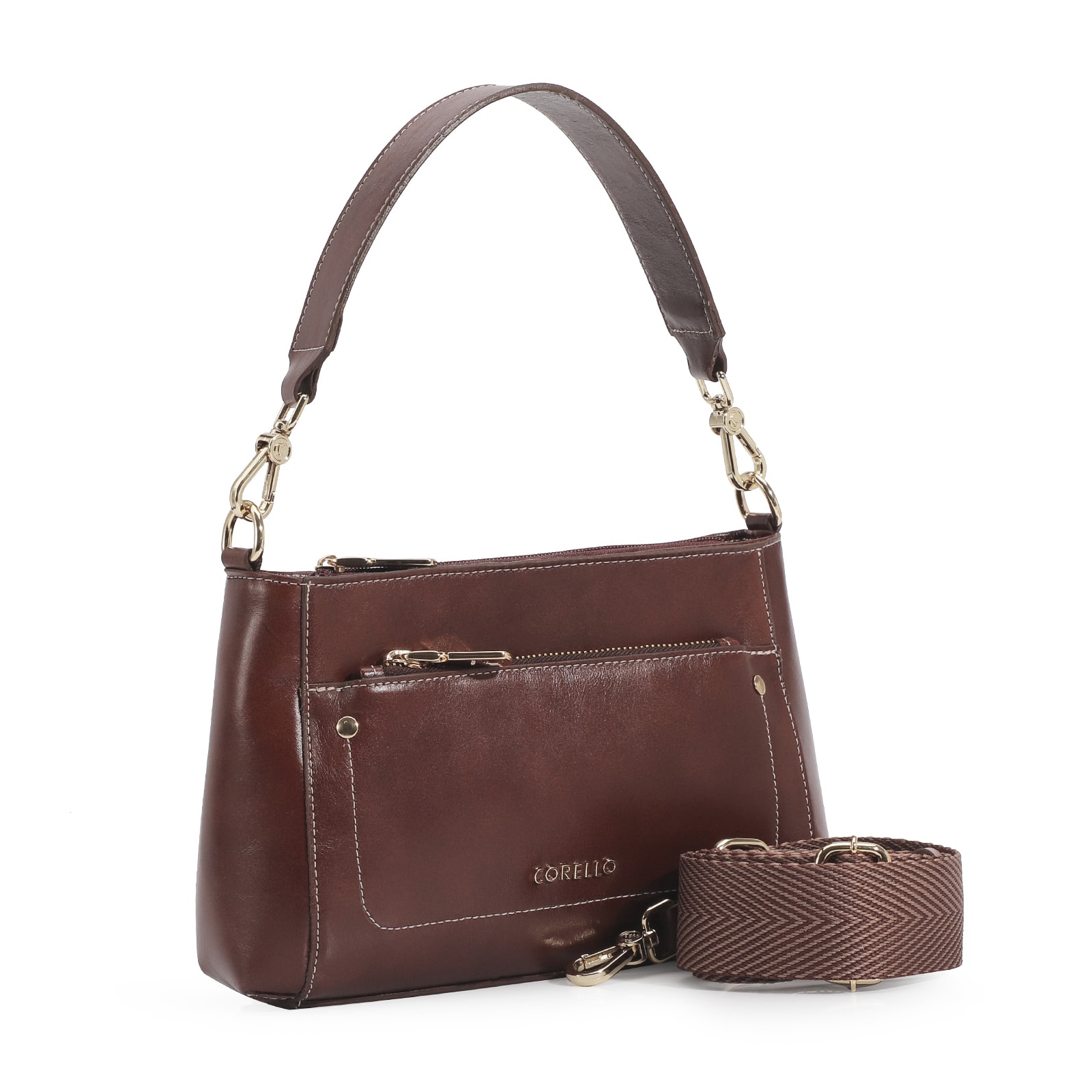 Bolsa De Mão Couro Marrom