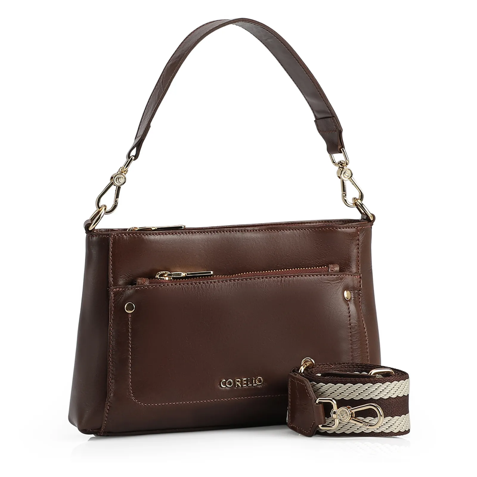 Bolsa De Mão Couro Marrom