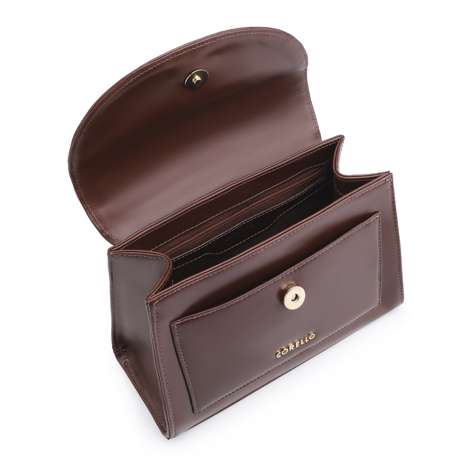 Bolsa De Mão Couro Marrom/Alça Alt Tartaruga