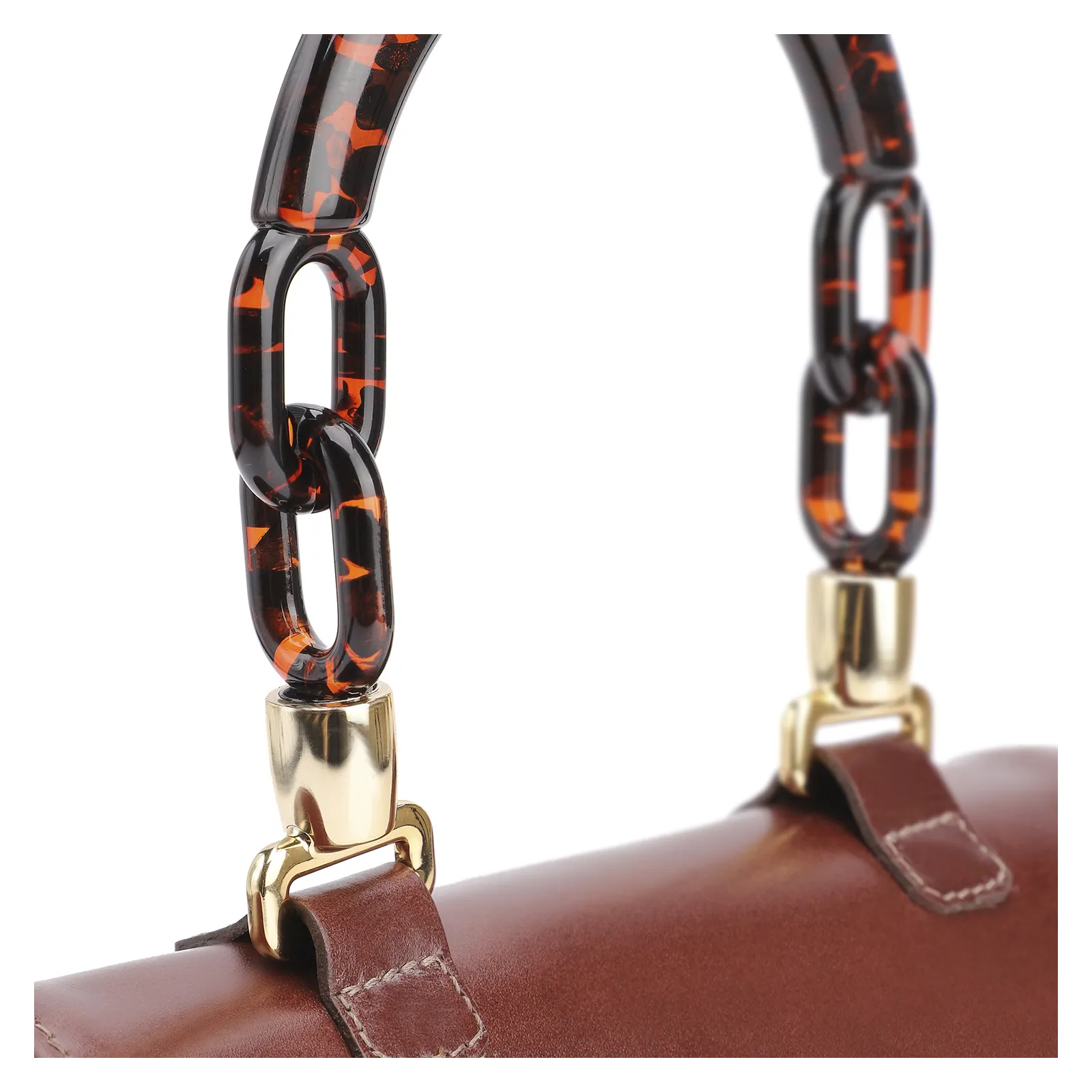 Bolsa De Mão Couro Marrom/Alça Alt Tartaruga