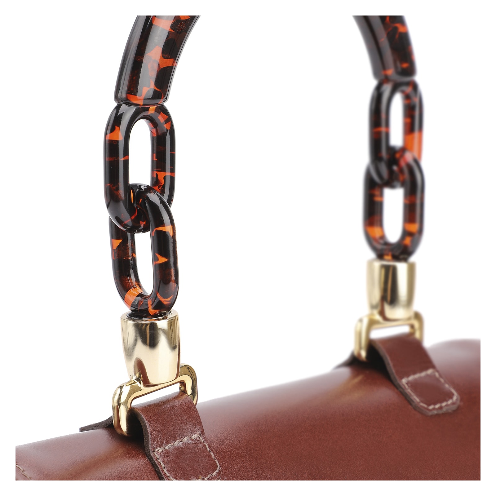 Bolsa De Mão Couro Marrom/Alça Alt Tartaruga