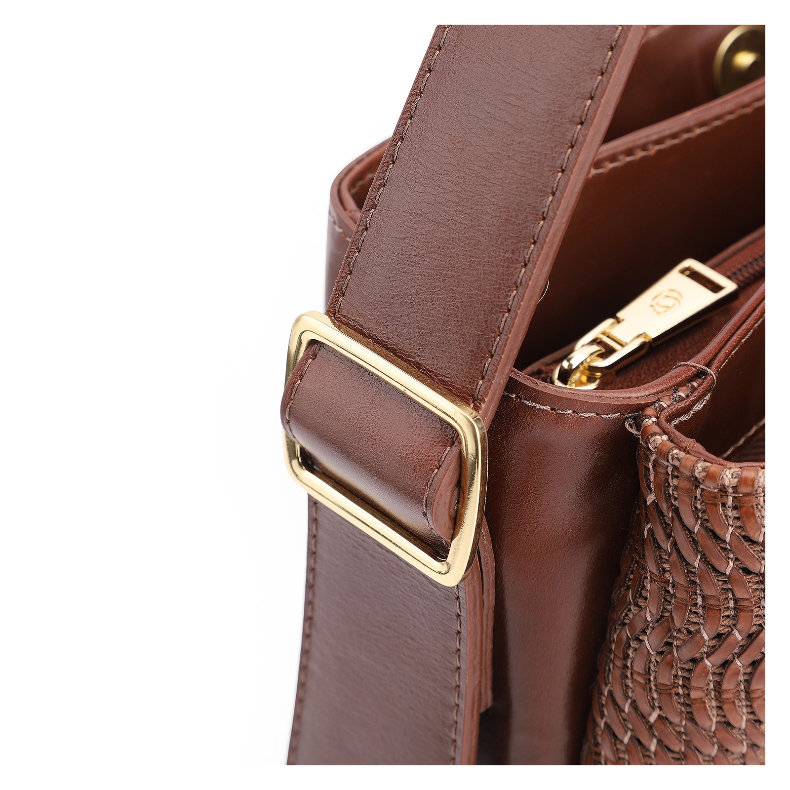 Bolsa De Mão Couro Marrom/Alt Tramado Marrom