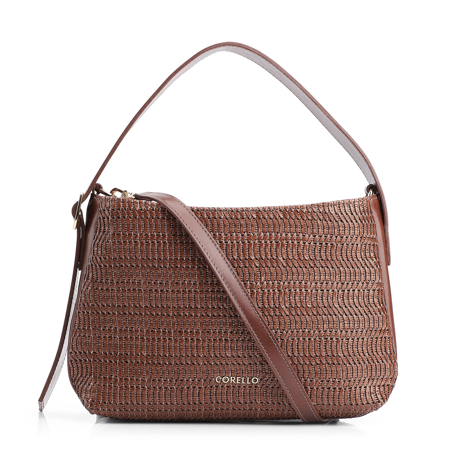 Bolsa De Mão Couro Marrom/Alt Tramado Marrom