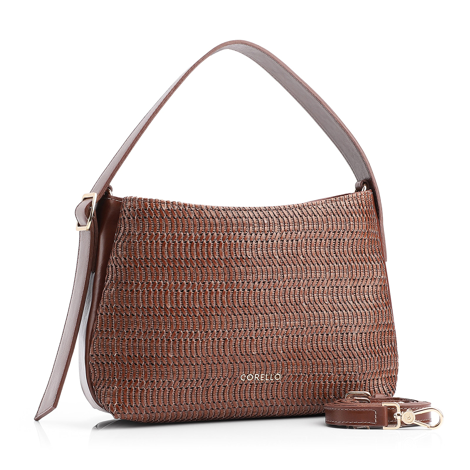 Bolsa De Mão Couro Marrom/Alt Tramado Marrom