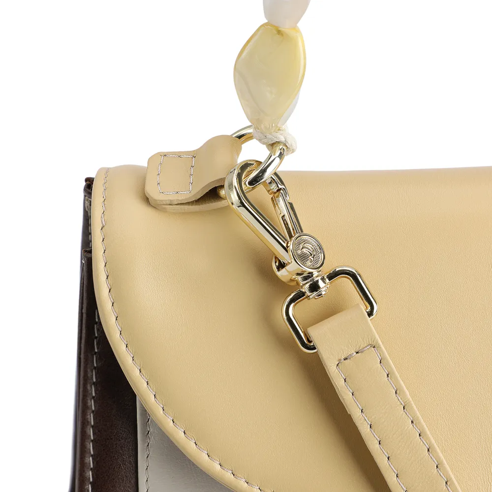 Bolsa De Mão Couro Marrom/Amarelo/Off White - imagem 5