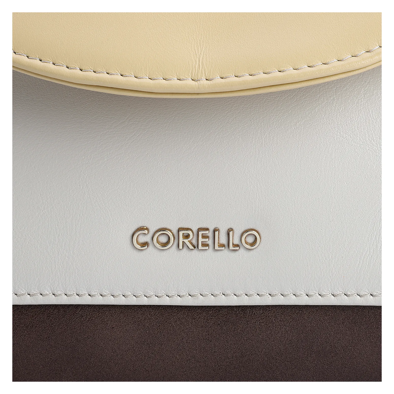 Bolsa De Mão Couro Marrom/Amarelo/Off White