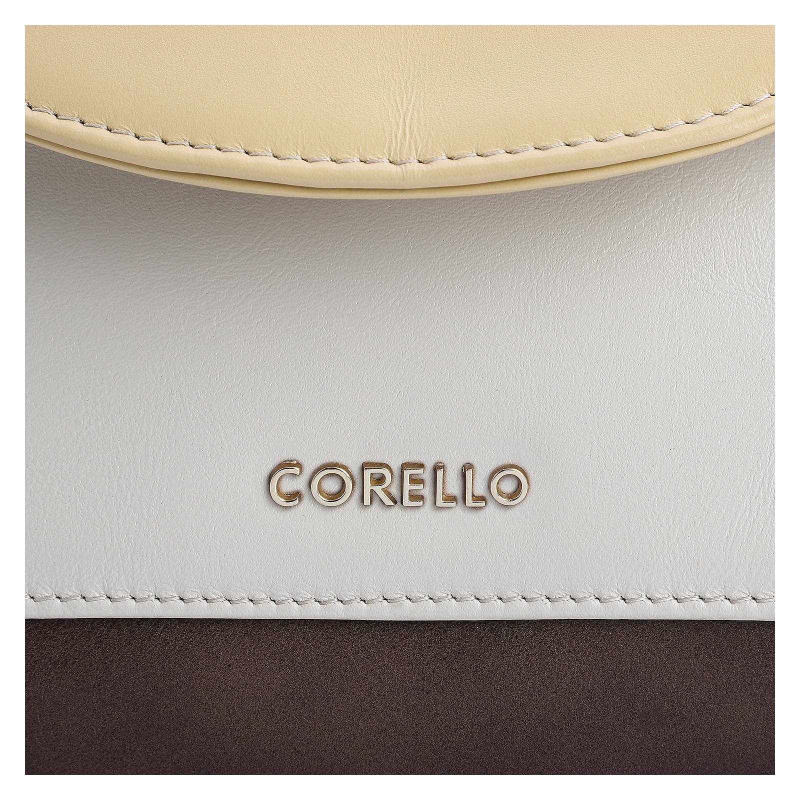 Bolsa De Mão Couro Marrom/Amarelo/Off White