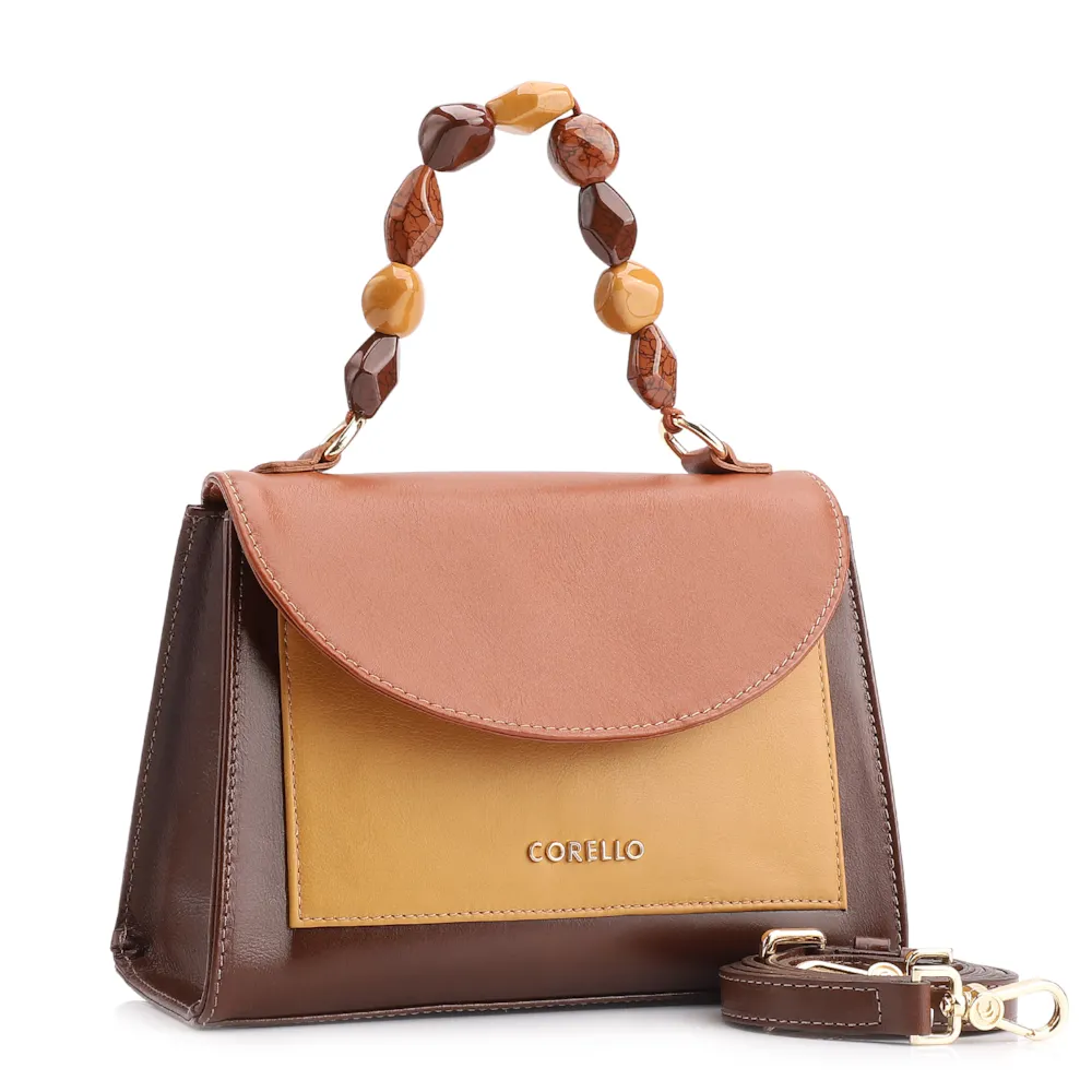 Bolsa De Mão Couro Marrom/Couro Amarelo - imagem 3