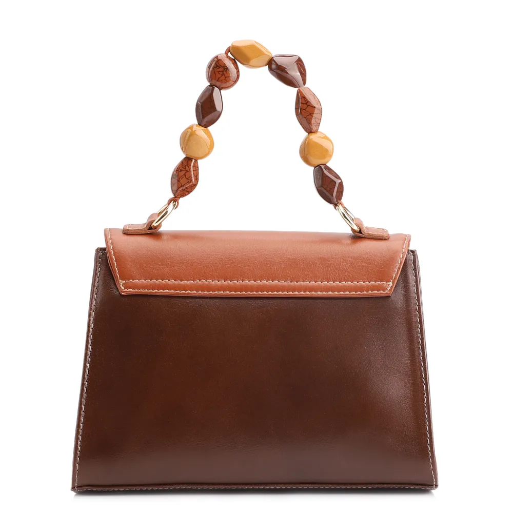 Bolsa De Mão Couro Marrom/Couro Amarelo - imagem 4