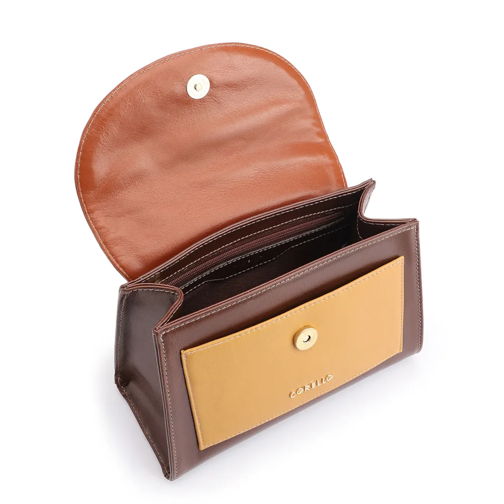 Bolsa De Mão Couro Marrom/Couro Amarelo - imagem 5