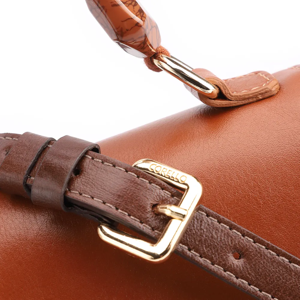 Bolsa De Mão Couro Marrom/Couro Amarelo - imagem 6