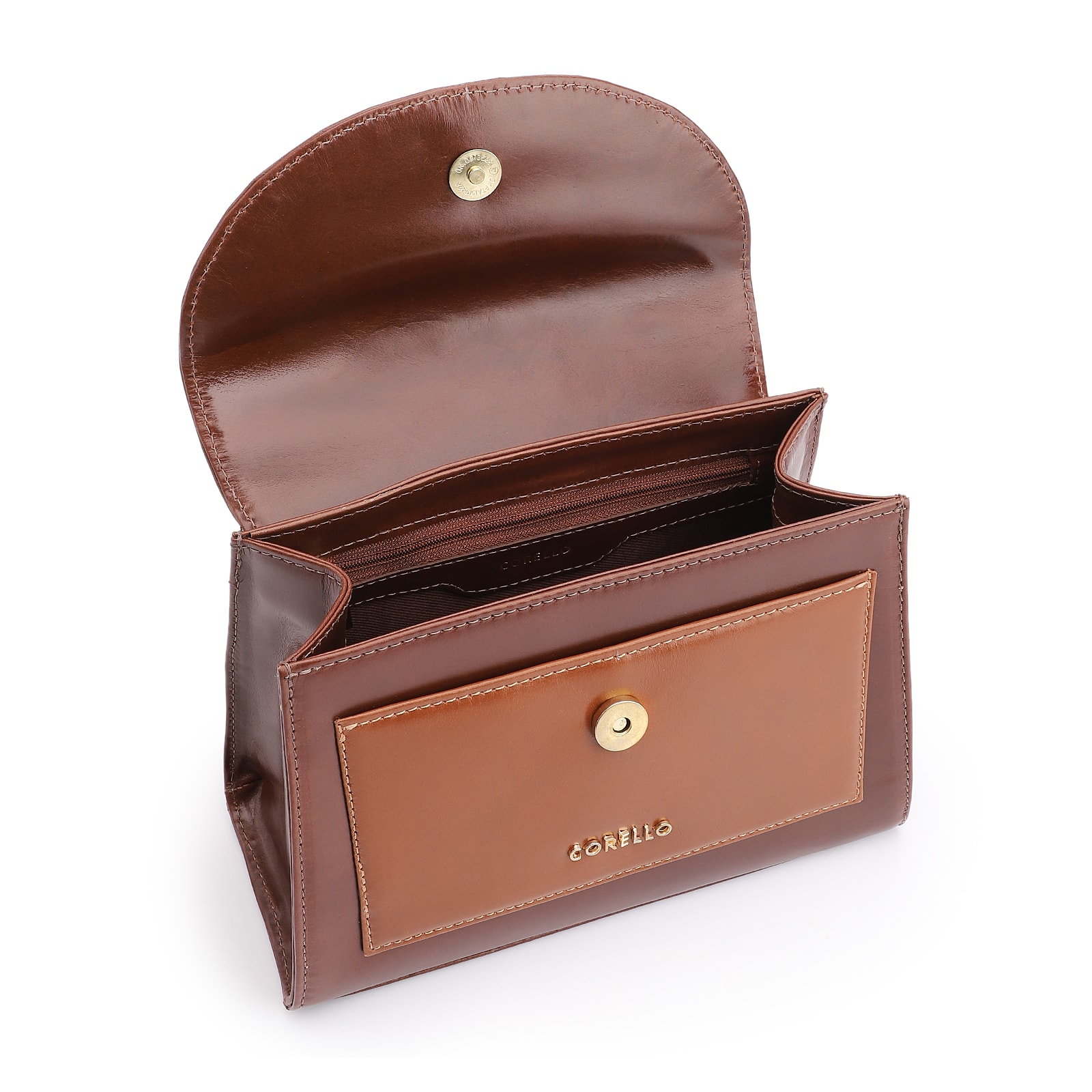 Bolsa De Mão Couro Marrom /Couro Marrom Claro