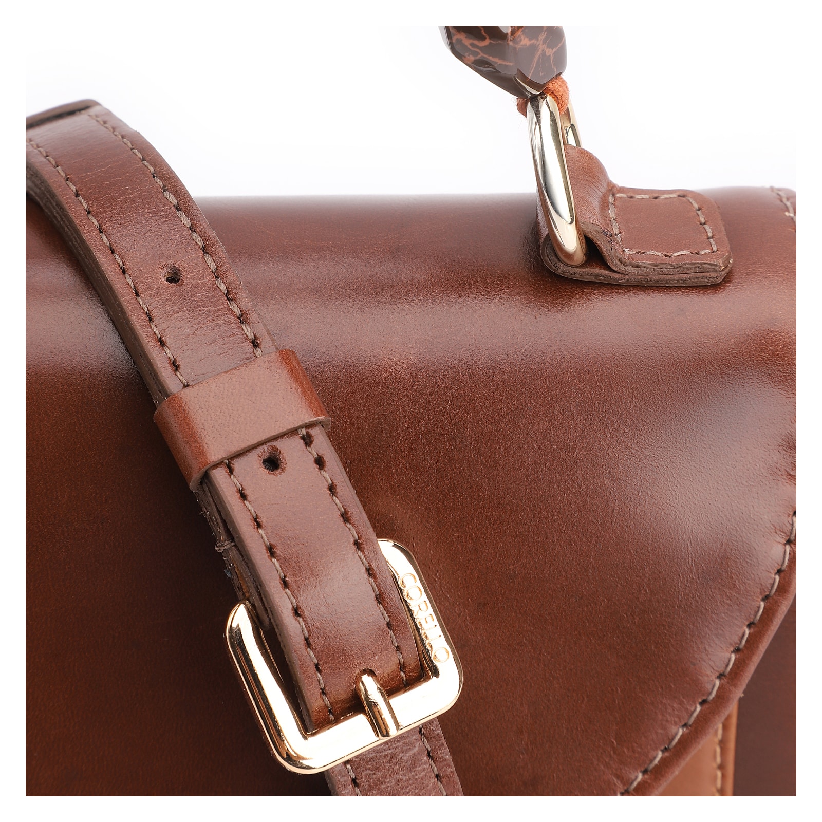 Bolsa De Mão Couro Marrom /Couro Marrom Claro